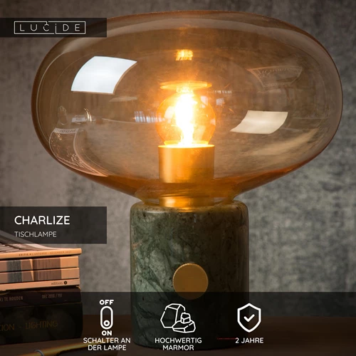 Lucide CHARLIZE - Tischlampe - Ø 23 cm - 1xE27 - Grün - USP
